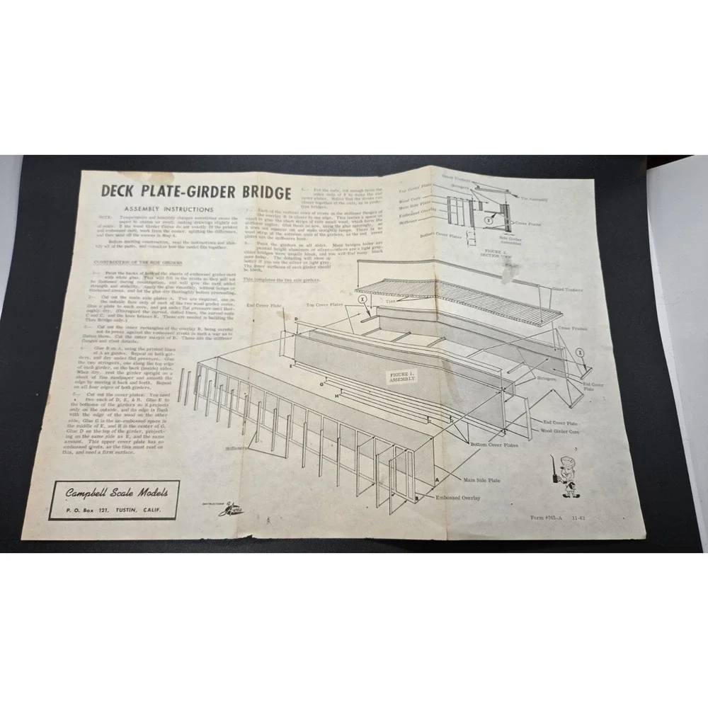 Campbell‎ Scale Models HO Scale Deck Plate Girder Bridge WOODEN Kit #765-650